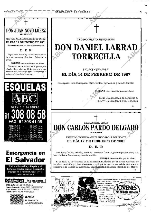 ABC MADRID 14-02-2001 página 71