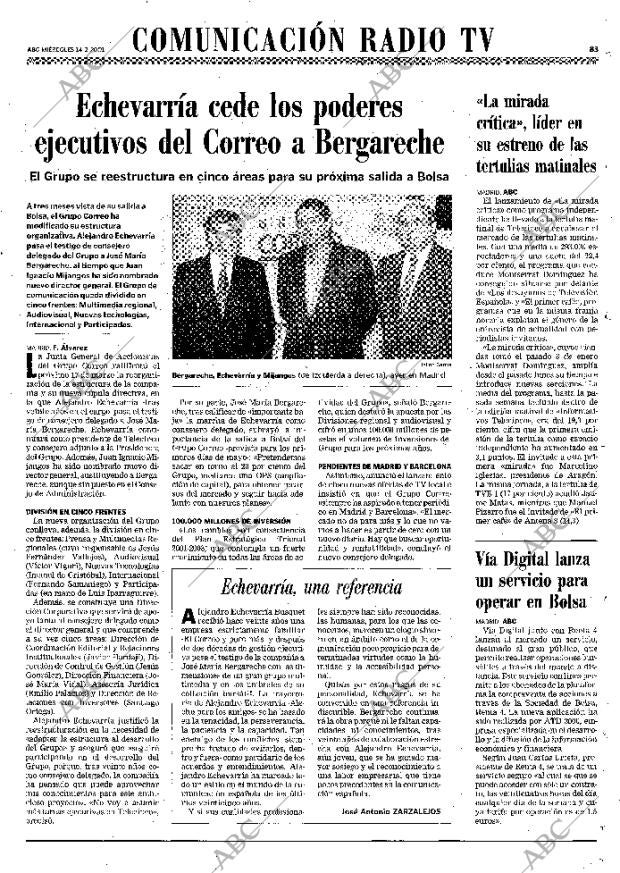 ABC MADRID 14-02-2001 página 83