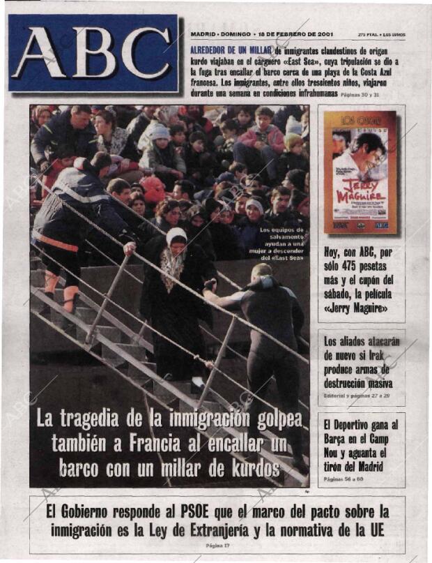 ABC MADRID 18-02-2001 página 1