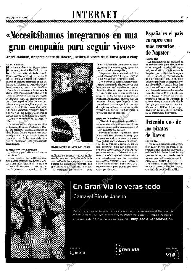 ABC MADRID 24-02-2001 página 77