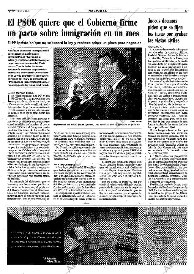 ABC MADRID 27-02-2001 página 23