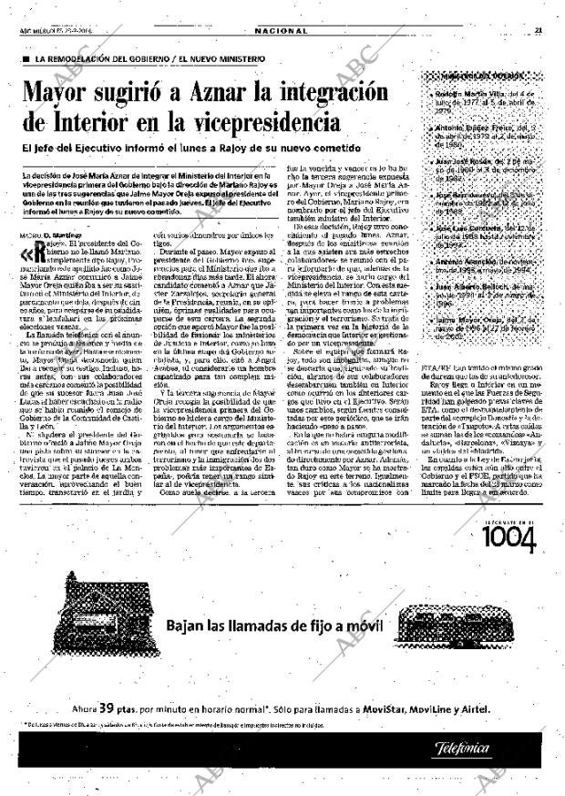 ABC MADRID 28-02-2001 página 21