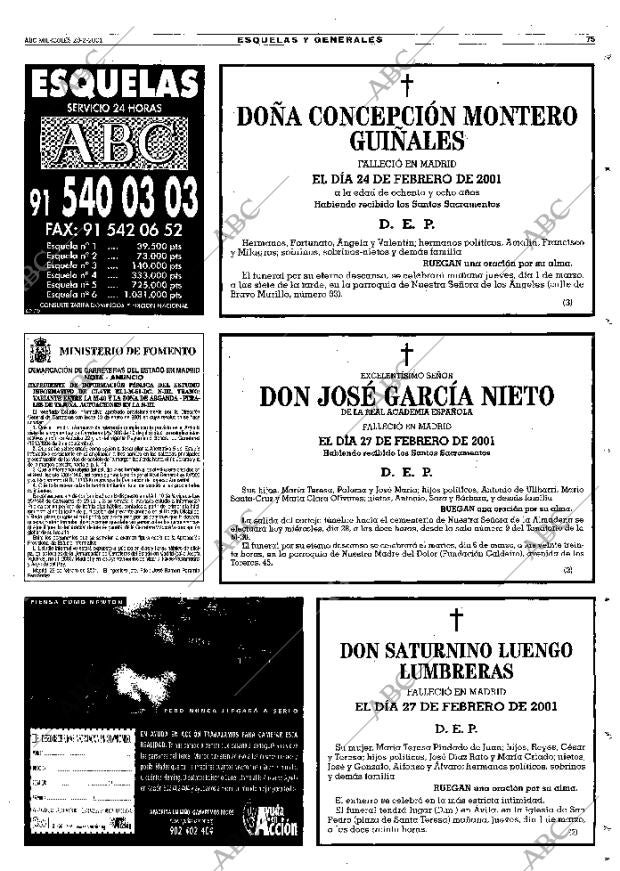 ABC MADRID 28-02-2001 página 75