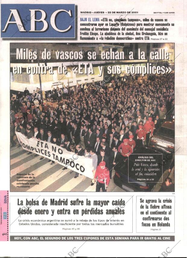 ABC MADRID 22-03-2001 página 1