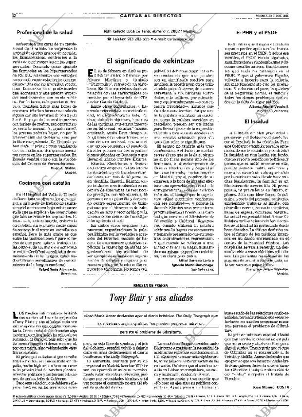 ABC MADRID 23-03-2001 página 12