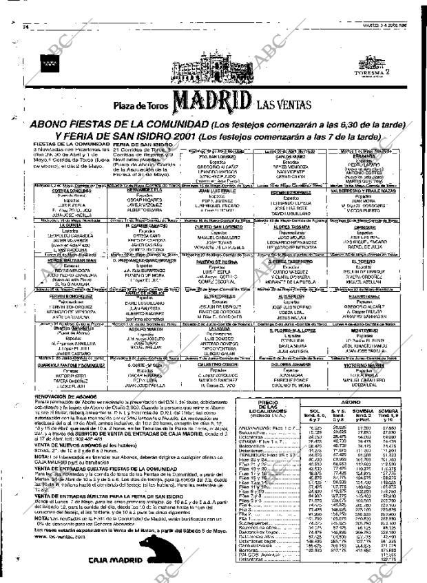 ABC MADRID 03-04-2001 página 74