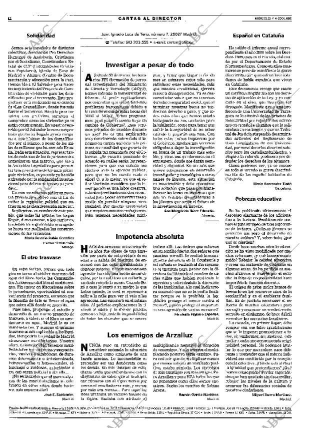 ABC MADRID 04-04-2001 página 12