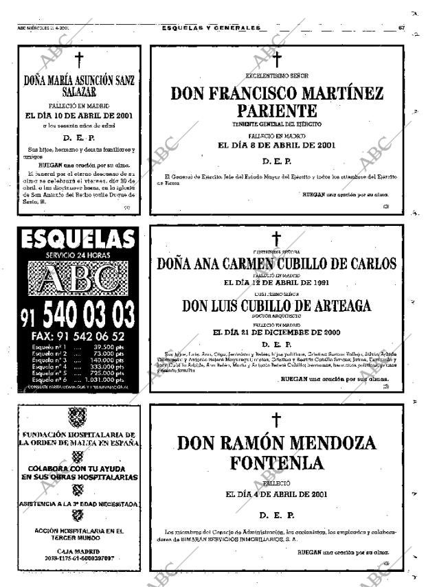 ABC MADRID 11-04-2001 página 67