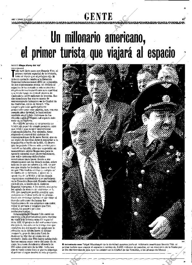 ABC MADRID 13-04-2001 página 67