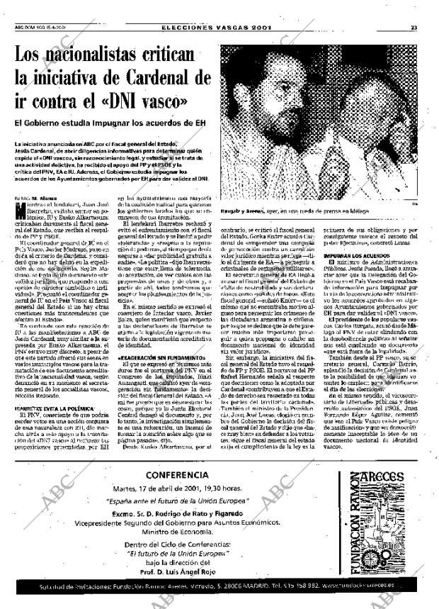 ABC MADRID 15-04-2001 página 23