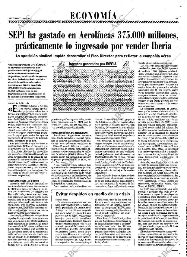 ABC MADRID 15-04-2001 página 45