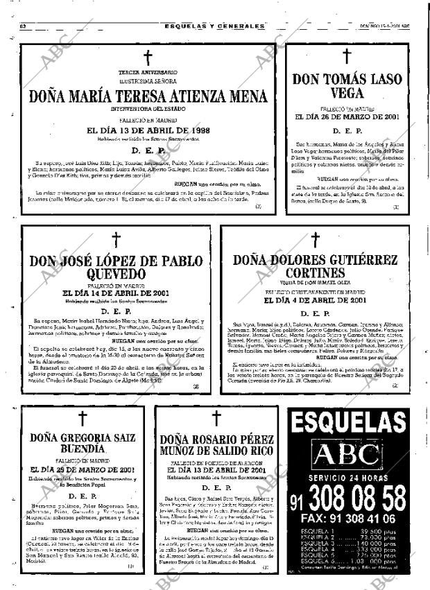 ABC MADRID 15-04-2001 página 62
