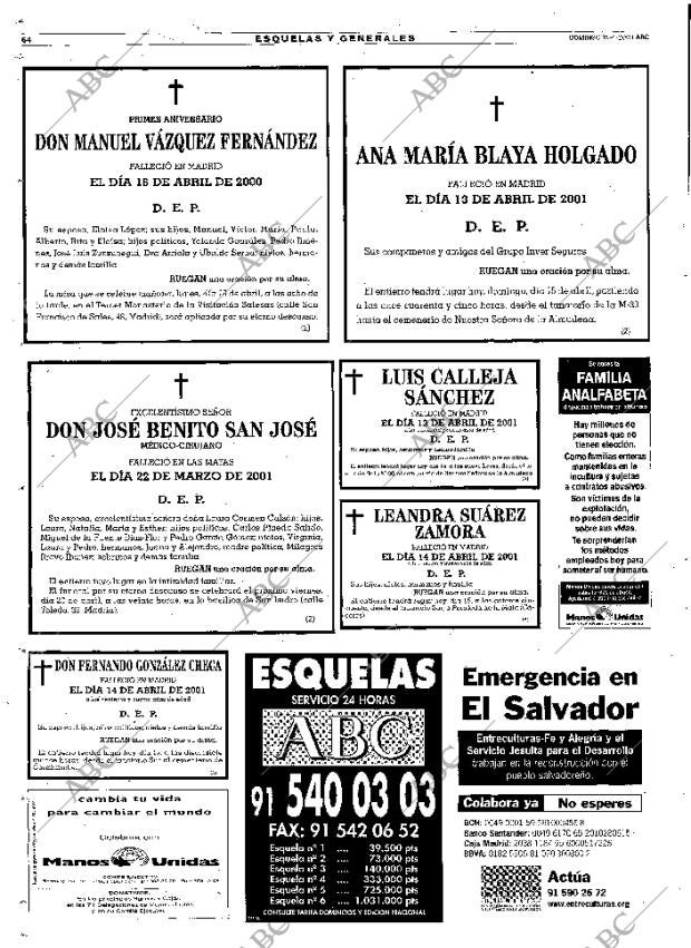 ABC MADRID 15-04-2001 página 64