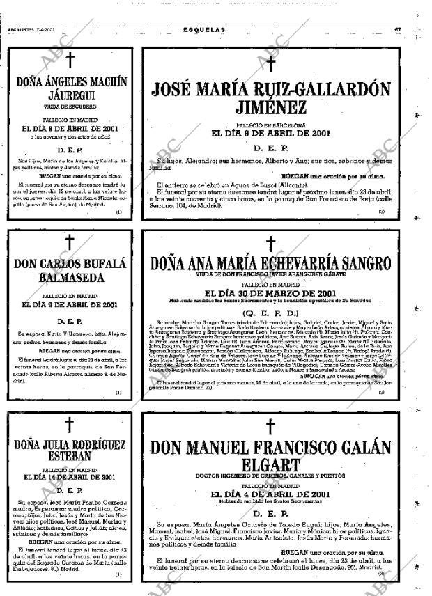 ABC MADRID 17-04-2001 página 67