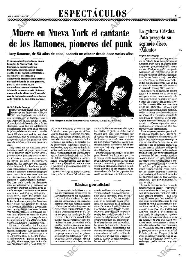 ABC MADRID 17-04-2001 página 71