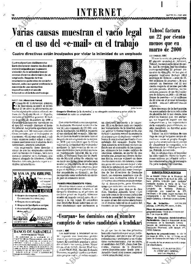 ABC MADRID 17-04-2001 página 78
