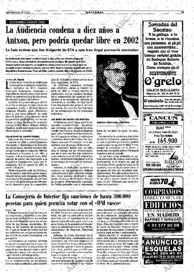 ABC MADRID 18-04-2001 página 19