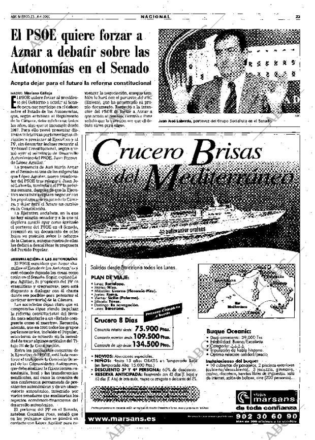ABC MADRID 18-04-2001 página 23