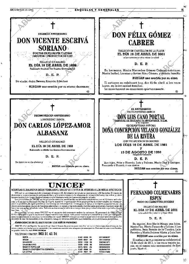 ABC MADRID 18-04-2001 página 71