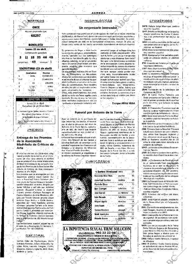 ABC MADRID 24-04-2001 página 73