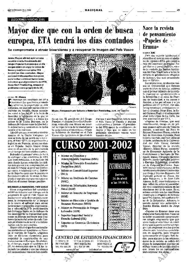 ABC MADRID 25-04-2001 página 23