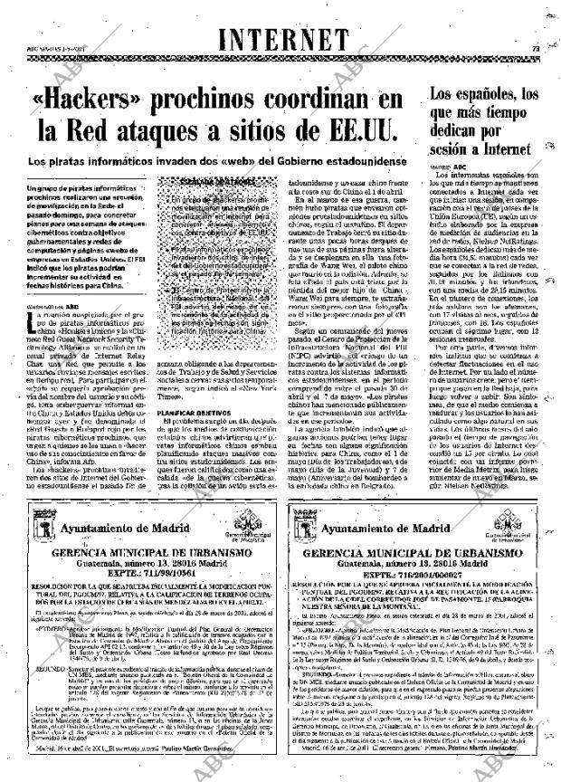 ABC MADRID 01-05-2001 página 73