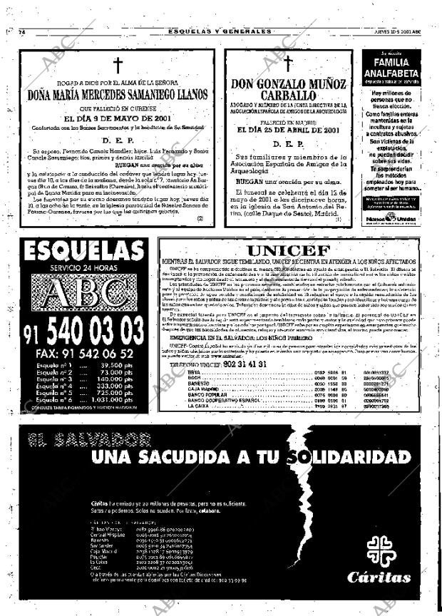 ABC MADRID 10-05-2001 página 74