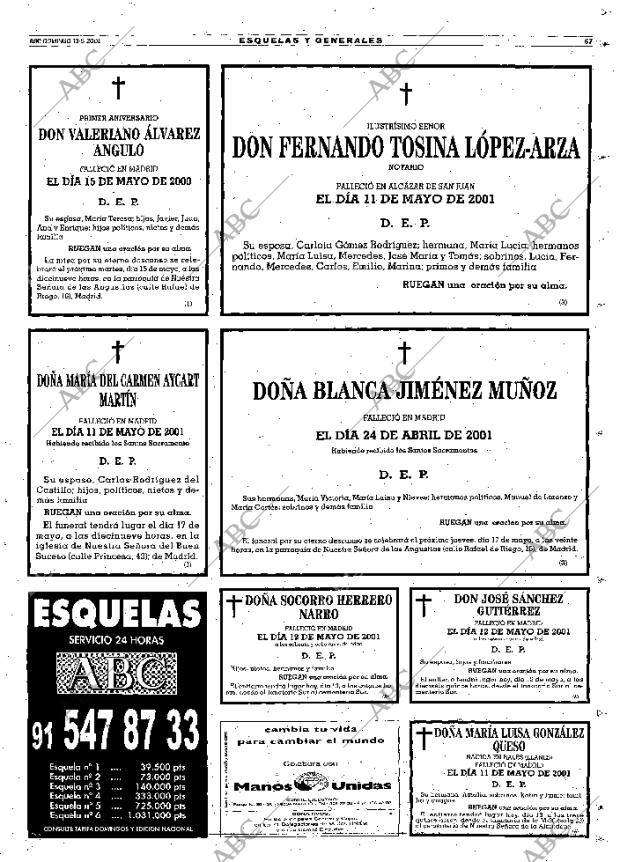 ABC MADRID 13-05-2001 página 67