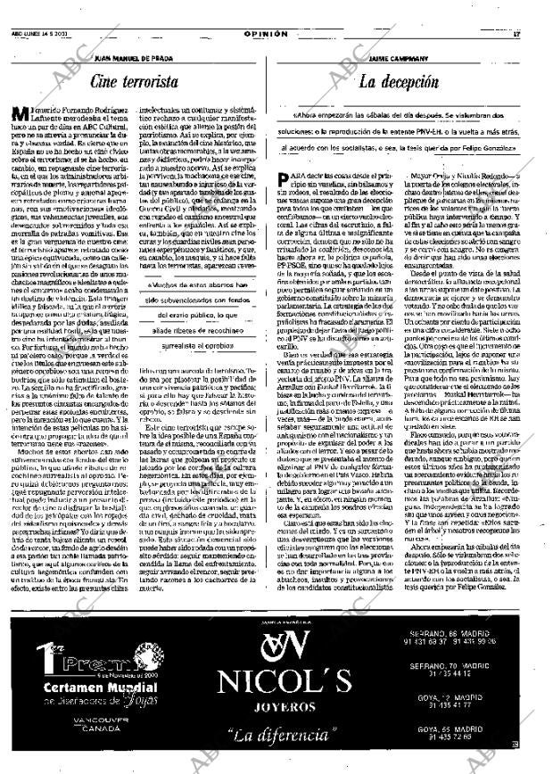 ABC MADRID 14-05-2001 página 17
