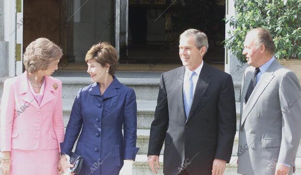 Visita del presidente de Estados Unidos Bush en el palacio de la Zarzuela con...