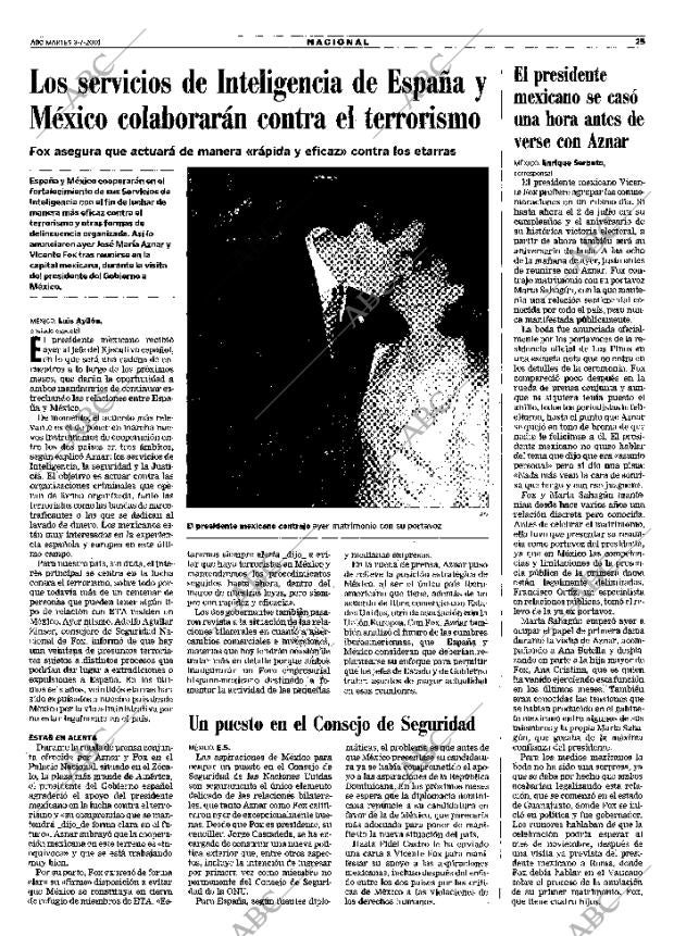 ABC MADRID 03-07-2001 página 25