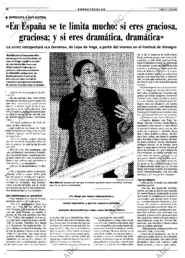 ABC MADRID 09-07-2001 página 70