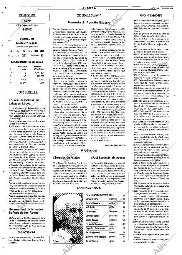 ABC MADRID 18-07-2001 página 62