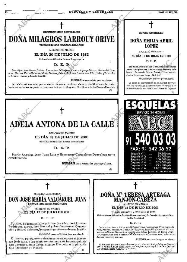 ABC MADRID 19-07-2001 página 64