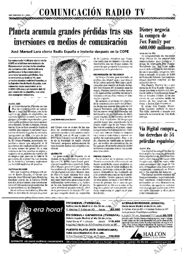 ABC MADRID 22-07-2001 página 75