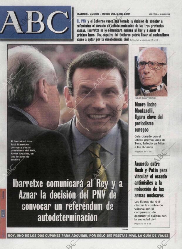 ABC MADRID 23-07-2001 página 1