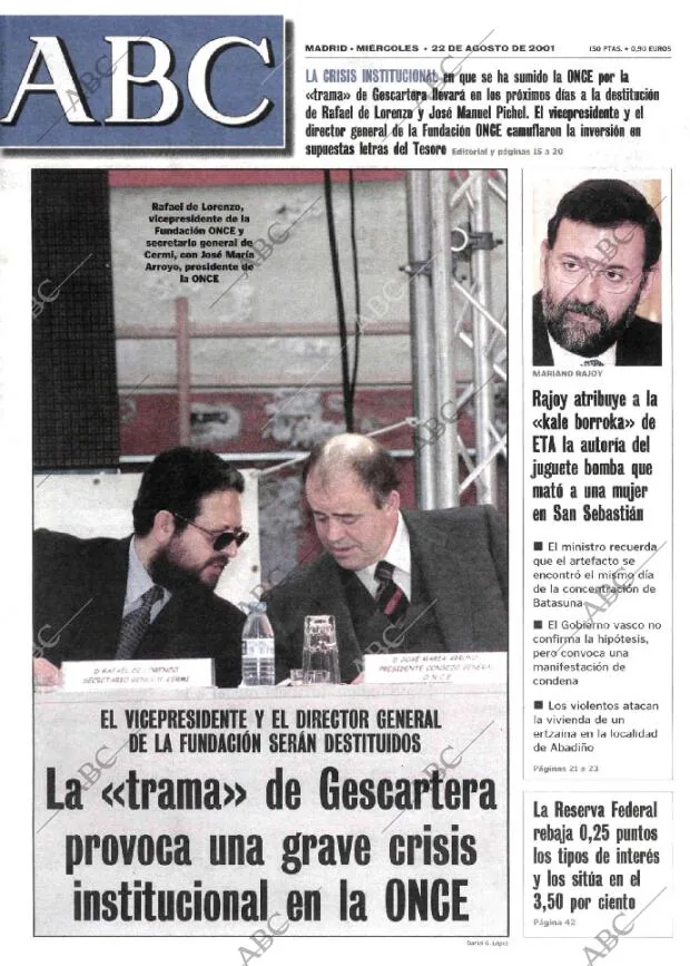 ABC MADRID 22-08-2001 página 1