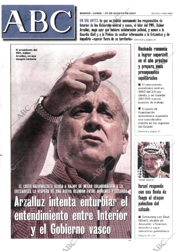 ABC MADRID 27-08-2001 página 1