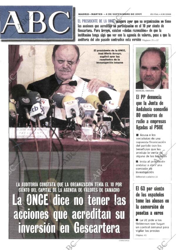ABC MADRID 04-09-2001 página 1