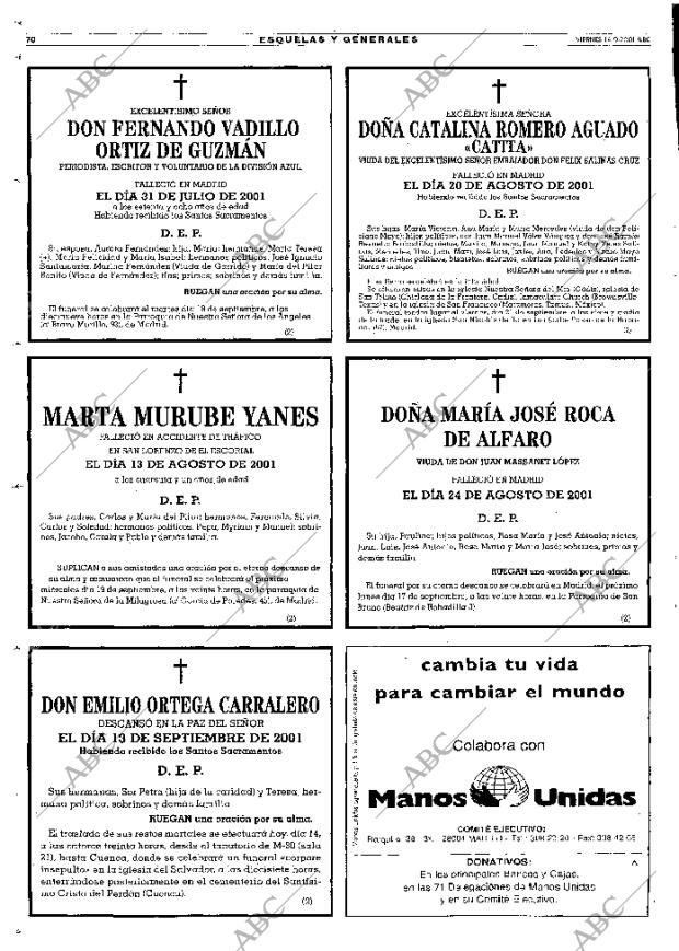 ABC MADRID 14-09-2001 página 70