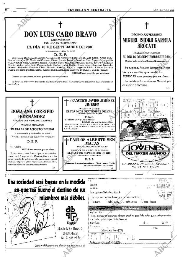 ABC MADRID 15-09-2001 página 70