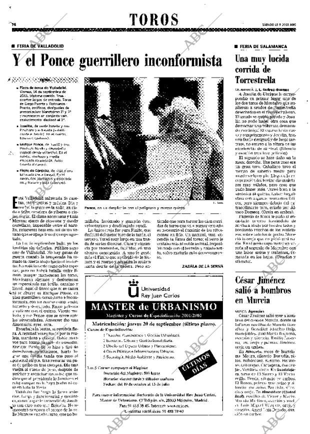 ABC MADRID 15-09-2001 página 76