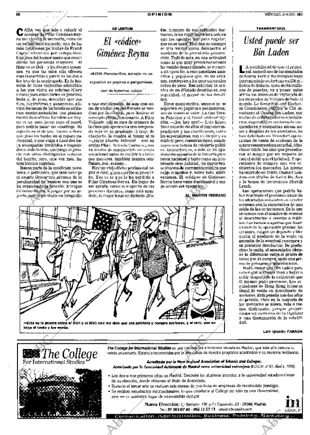ABC MADRID 19-09-2001 página 16
