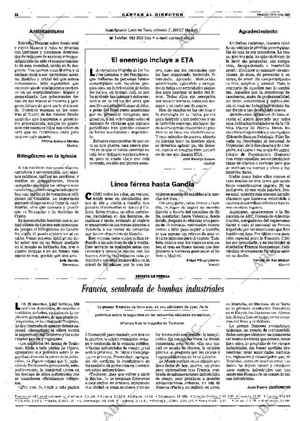 ABC MADRID 25-09-2001 página 12