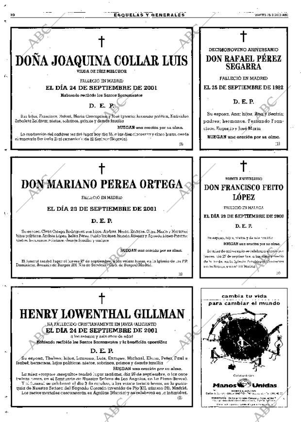 ABC MADRID 25-09-2001 página 70