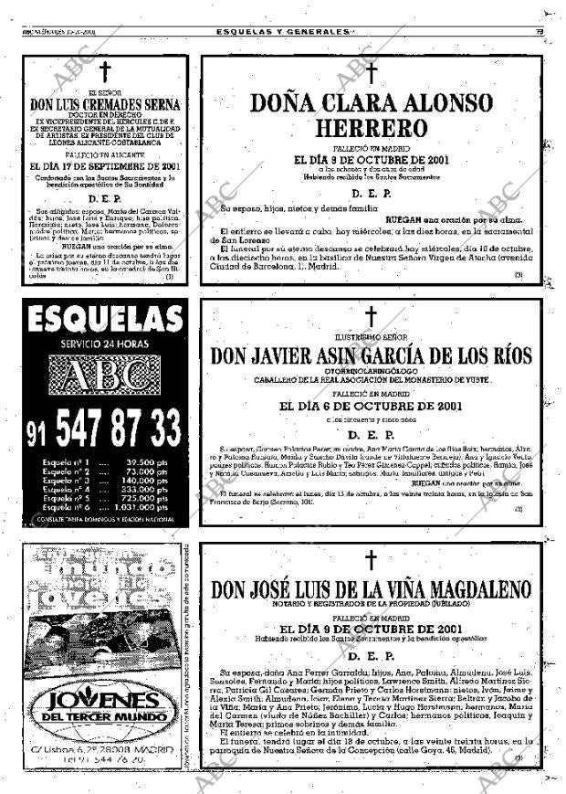 ABC MADRID 10-10-2001 página 73