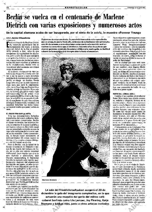 ABC MADRID 21-10-2001 página 74