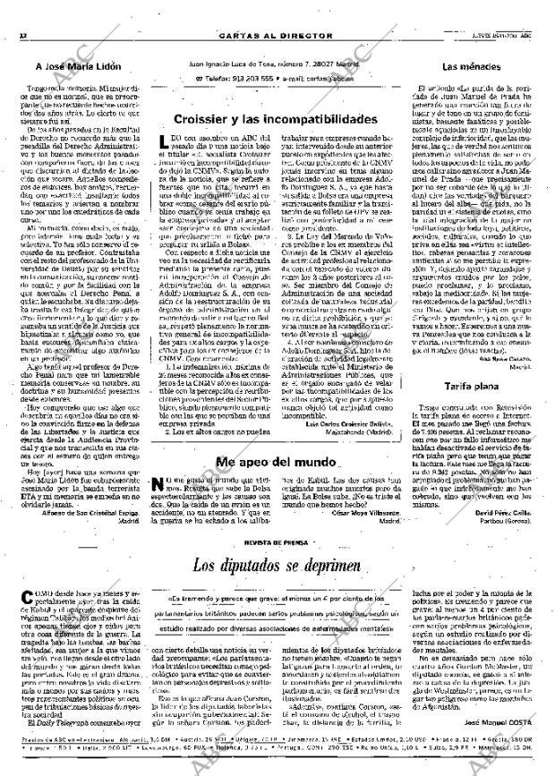 ABC MADRID 15-11-2001 página 12
