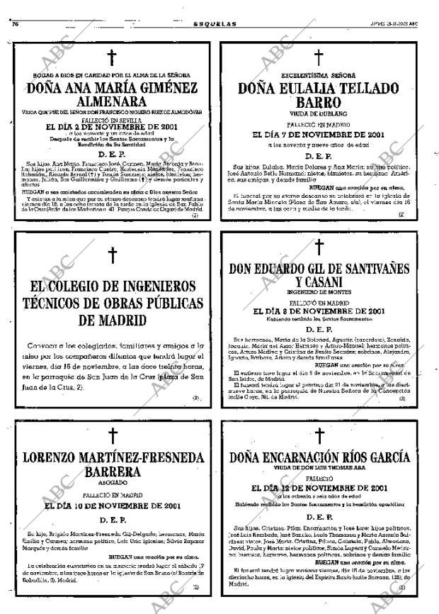 ABC MADRID 15-11-2001 página 76