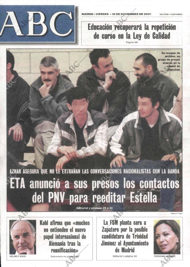 ABC MADRID 16-11-2001 página 1